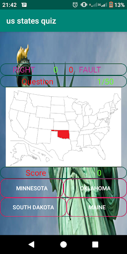 Android application us states quiz - 50 us states screenshort