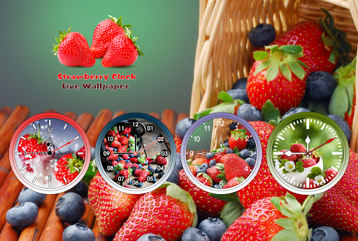 Android application Strawberry Clock Wallpaper screenshort