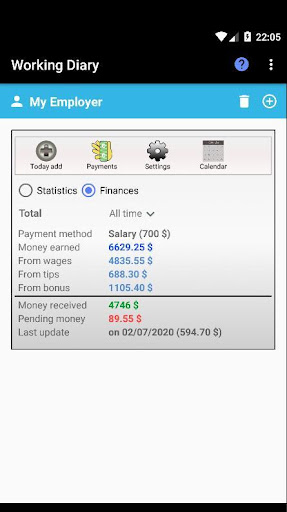 Android application Working Diary screenshort