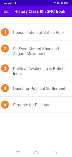 Android application History Class 8th SNC Textbook screenshort