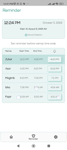 Android application Prayer timings screenshort