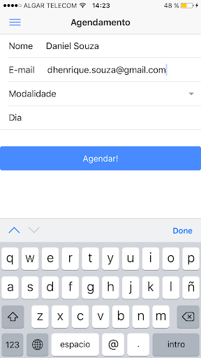 Android application Myfitt Academia screenshort