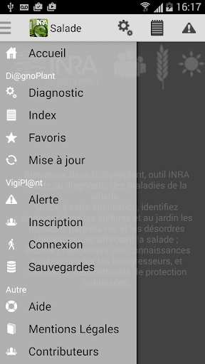 Android application Di@gnoPlant Salade screenshort