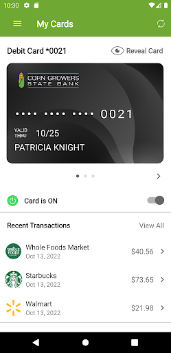 Android application CGSB Card Controls screenshort