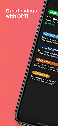 Android application IDEADot._Idea & Plan with GPT. screenshort