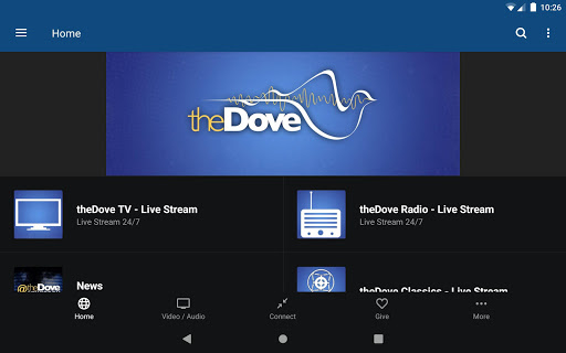 Screenshot of theDove Radio & TV