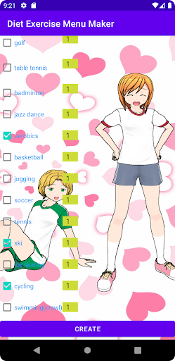 Diet Exercise Menu Maker Screen 2