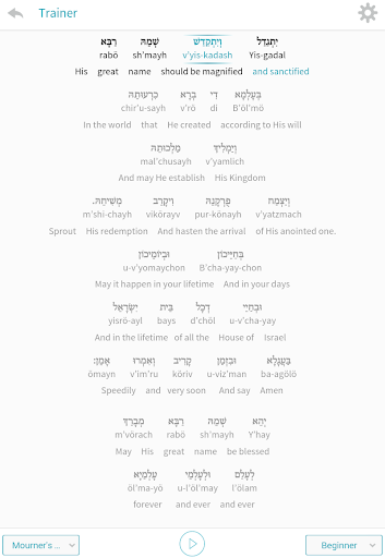 Screenshot of Kaddish Assistant