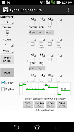 Android application Lyrics Engineer Lite screenshort