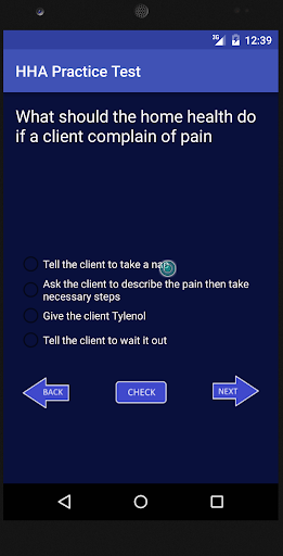 HHA Practice Test Screen 2