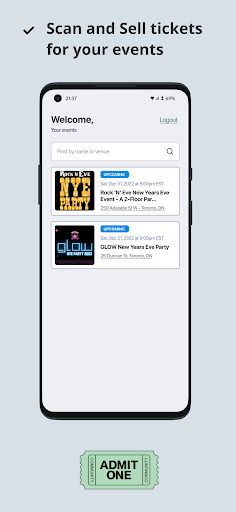 Android application AdmitONE: Manager screenshort