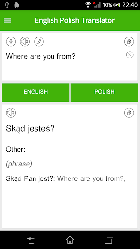 English Polish Translator Screen 2