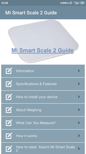 Android application Mi Smart Scale 2 Guide screenshort