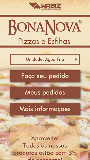 Android application Bona Nova - Pizzas e Esfihas screenshort