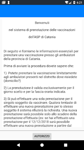 Android application Vaccinazioni ASP Catania screenshort