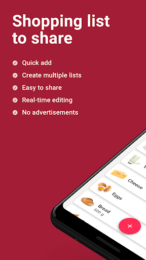 Android application WeNeed, the shopping list screenshort