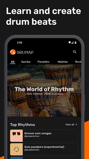 Android application Drumap. The World of Rhythm screenshort