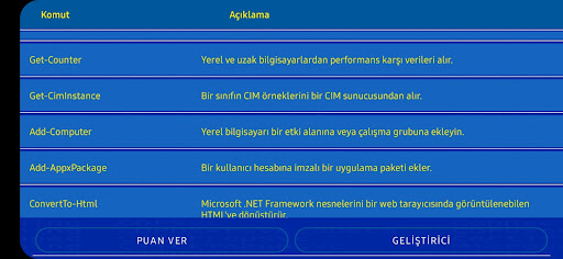 PowerShell Komutları Türkçe Screen 2
