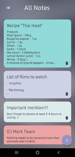 Android application Sweet Notes screenshort