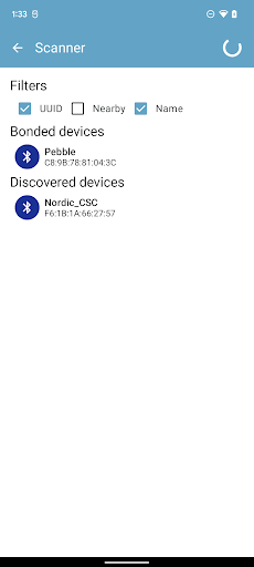 Screenshot of nRF Toolbox for Bluetooth LE