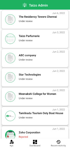 Android application Taizo Admin screenshort