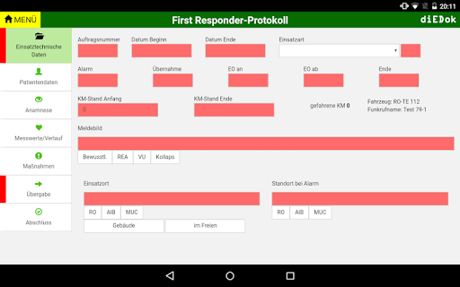 diEDok - Einsatzdokumentation Screen 2