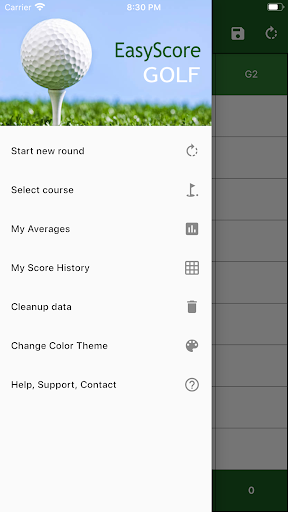 Android application EasyScore Golf Scorecard screenshort
