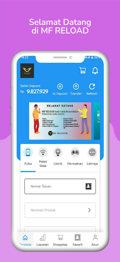 Android application MF RELOAD screenshort