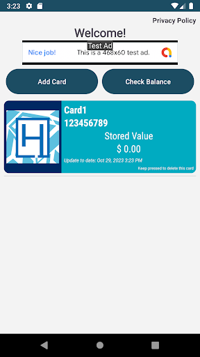 Android application HOLO Card Balance screenshort