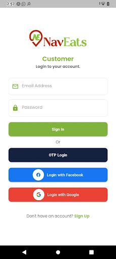 Android application Nav Eats screenshort