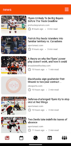 Android application Philadelphia Hockey screenshort