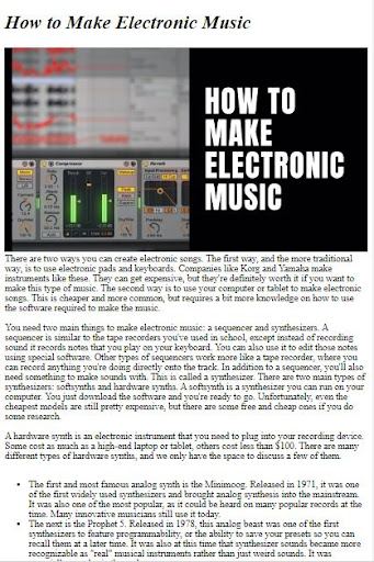 Android application How to Make Electronic Music screenshort