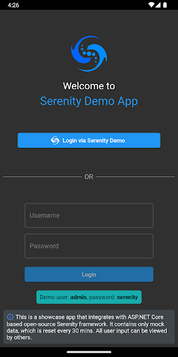 Serenity Demo Screen 2