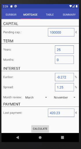 Euribor Mortgage Screen 2