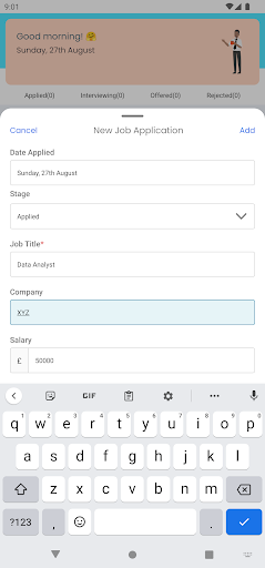 JAM - Job Application Manager Screen 3
