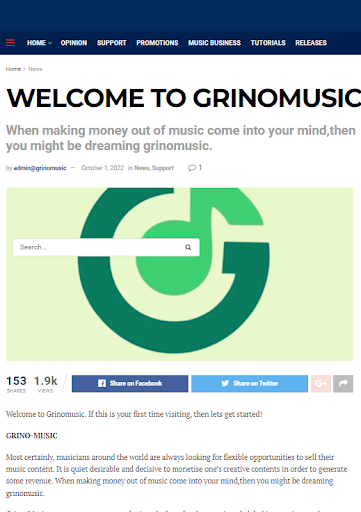 Grinomusic Support Screen 2