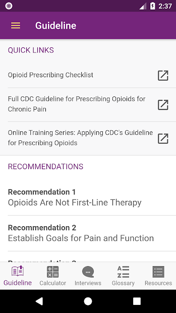 Screenshot 3 CDC Opioid Guideline android