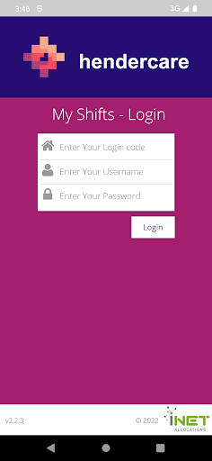 Android application HenderCare Shift Management screenshort