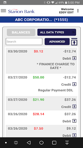 Starion Bank Business Mobile Screen 2