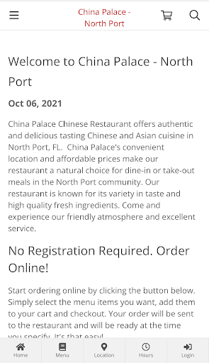 Android application China Palace - North Port screenshort