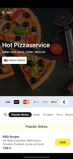 Hot Pizza service Screen 2