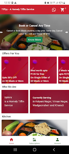 Sample Tiffin Service Screen 2