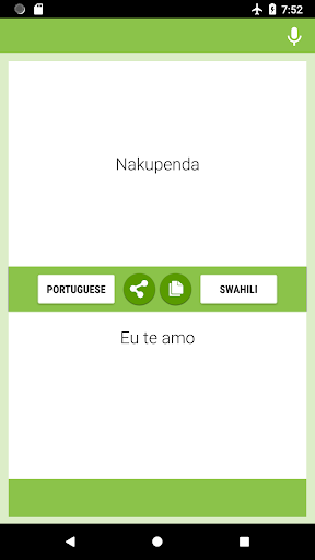 Portuguese-Swahili Translator Screen 2