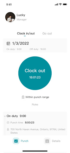 Android application Clockin screenshort