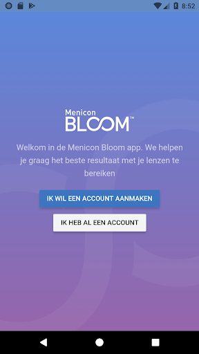 Android application Menicon Bloom screenshort