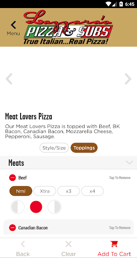 Screenshot of Lazzara’s Pizza