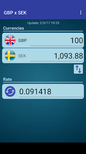 Android application British Pound x Swedish Krona screenshort