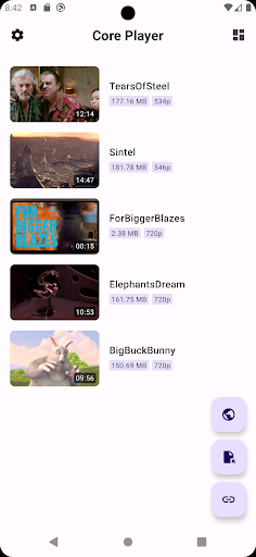Android application Core Player screenshort