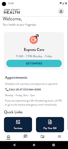 Android application Cook County Health ExpressCare screenshort