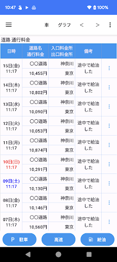 高速代 駐車代 メモ Screen 2
